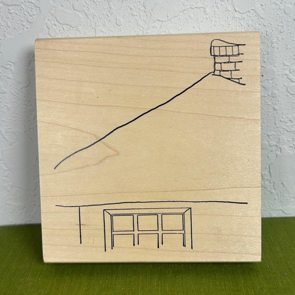 Vtg Art Impressions- Rubber Stamp- Winter Snow Rooftop- Crafting- 5x4.75"
